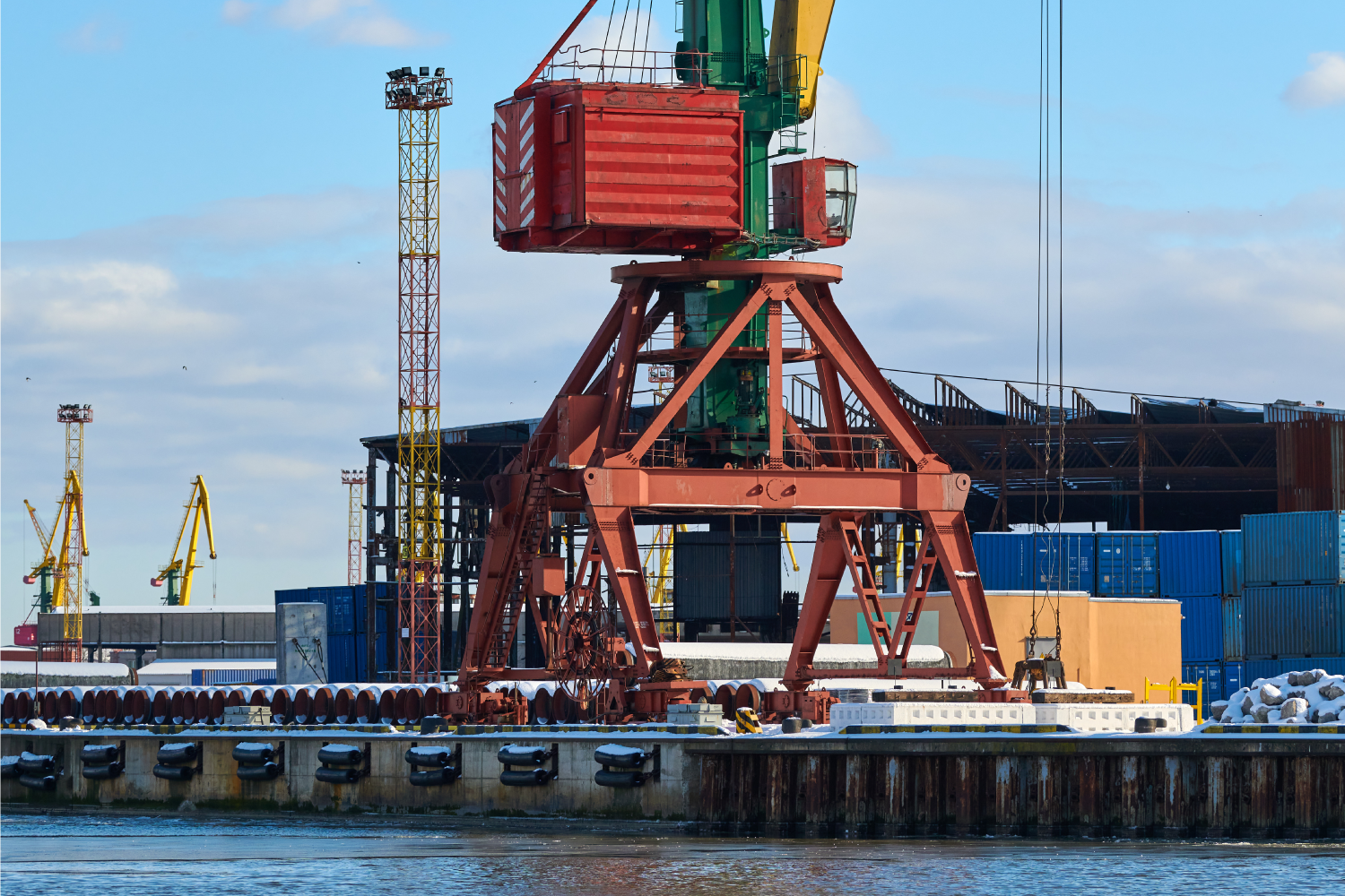 massive harbor cranes seaport